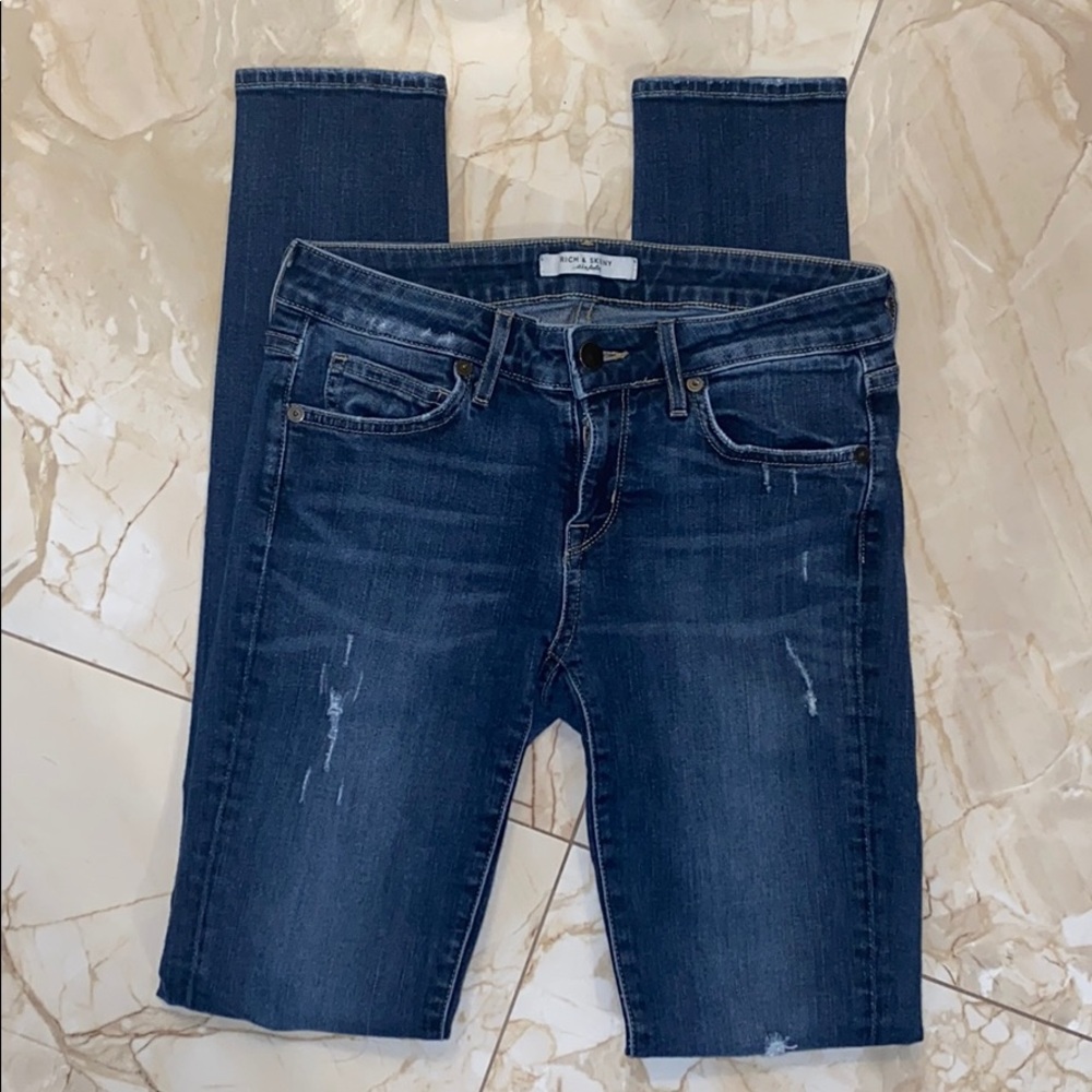 Rich & Skinny Light Distress Skinny Jeans Sz 26